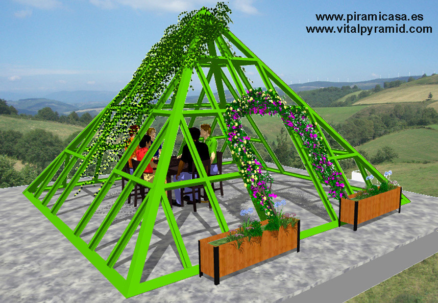 Piramijardín de 4 metros con chicas relajándose